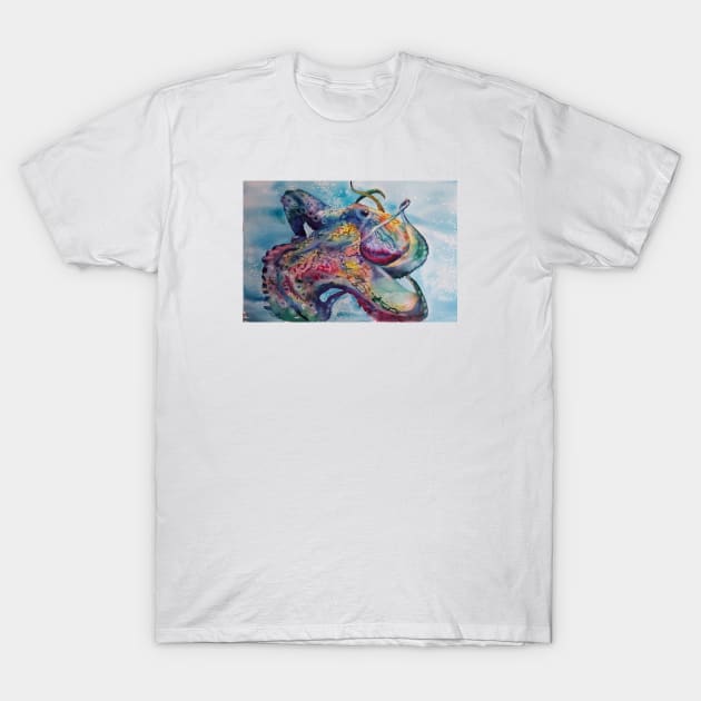 Octopus Colorful Undersea Watercolor T-Shirt by CunninghamWatercolors